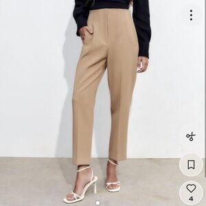Zara Pants with a High Waist - Camel